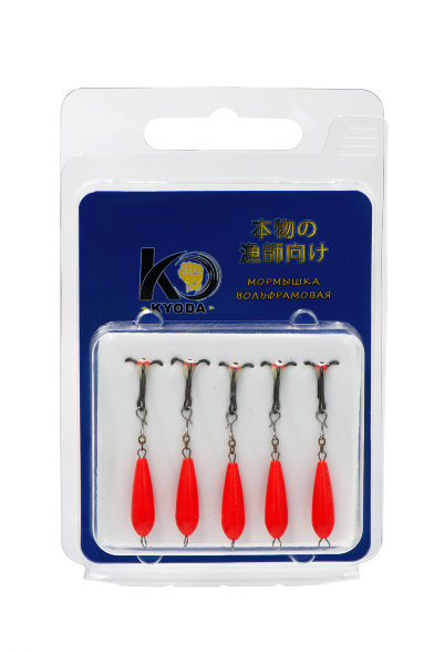 Мормышка Kyoda Черт с подвесным тройником, размер XL, вес 2.8 гр ярко красный 5 шт