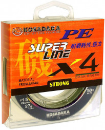 Леска плетеная Kosadaka Super PE X4 dark green 0.20 150м
