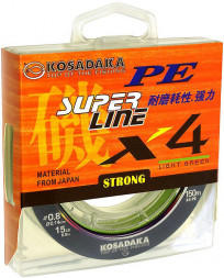 Леска плетеная Kosadaka Super PE X4 light green 0.25 150м